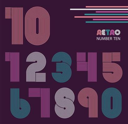 Retro stripes numbers set