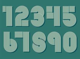 Retro stripes numbers set in retro style vector