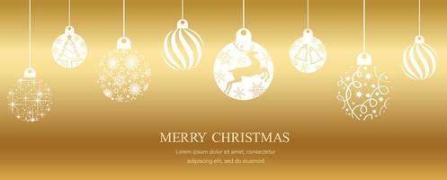 Vector Gold Background Illustration With Christmas Balls And Text Space.