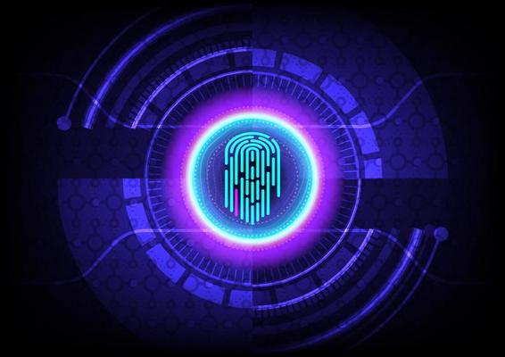 Tech circle scan finger identity control electronic technology futuristic security graphic design vector illustration