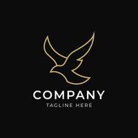 Flying Bird vector logo. Luxury bird, eagle, hawk, vector line logotype design. Universal premium falcon wing symbol logotype.