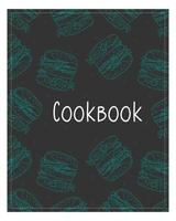 Cookbook background with blue burger hand drawn. vector