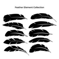 Set of feather silhouette template. Vintage design element. Eps 10 vector