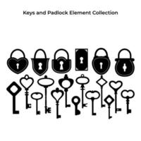 llave y candado en la plantilla de colecciones de diferentes formas. diseño de concepto de amor. eps 10 vector