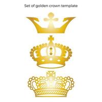 Set of golden crown illustration template. Luxury and royal design element. Eps 10 vector