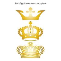 Set of golden crown illustration template. Luxury and royal design element. Eps 10 vector