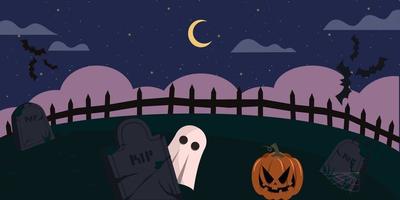 Ghost and graves background vector