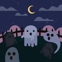 Ghost and graves background vector