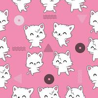 white cats kitty lovely cute mascot characters seamless pattern premium vector