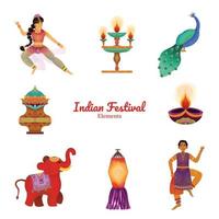 elementos coloridos del festival de diwali vector