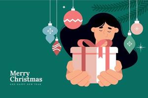 Merry Christmas and Happy New Year greeting card. Vector illustration concept for background, greeting card, party invitation card, website banner, social media banner, marketing material.
