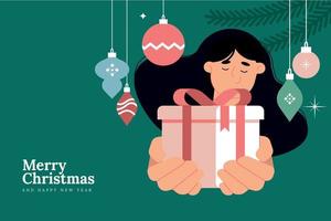 feliz navidad y feliz año nuevo tarjeta de felicitación. concepto de ilustración vectorial para fondo, tarjeta de felicitación, tarjeta de invitación de fiesta, banner de sitio web, banner de redes sociales, material de marketing. vector