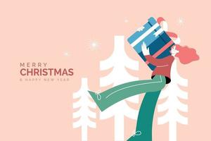Christmas and New Year greeting card. Modern vector illustration concept for greeting card, website and mobile website banner, party invitation card, posters, social media banners.
