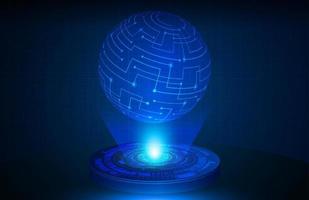 Globe Holographic Projector on Technology Background vector