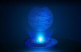 Globe Holographic Projector on Technology Background vector