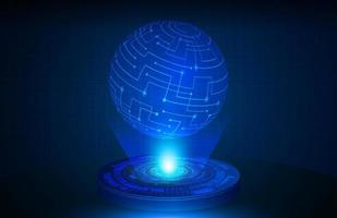 Globe Holographic Projector on Technology Background vector