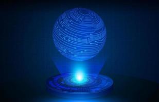 Globe Holographic Projector on Technology Background vector