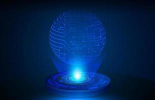 Globe Holographic Projector on Technology Background vector