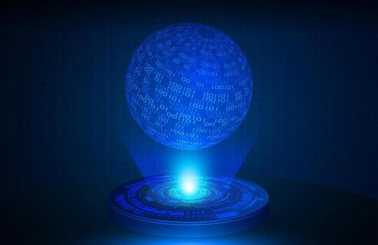 Globe Holographic Projector on Technology Background vector