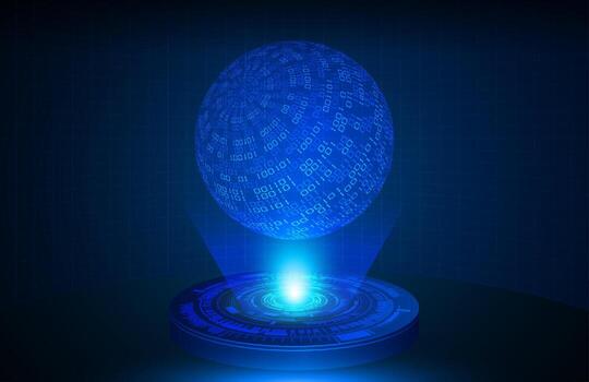 Globe Holographic Projector on Technology Background vector