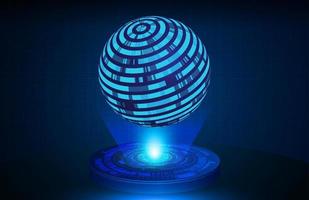Globe Holographic Projector on Technology Background vector