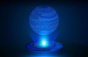 Globe Holographic Projector on Technology Background vector