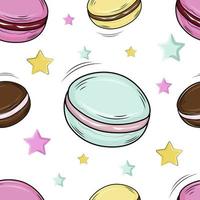 seamless pattern with macaroon and stars vector