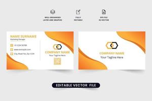 decoración de tarjetas de visita de lujo con color dorado. tarjeta de visita moderna y vector de plantilla de identidad de marca para negocios corporativos. diseño de tarjeta de identidad corporativa de doble cara con formas abstractas.