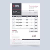 Digital purchase bill and cash receipt design with dark shades. Invoice Template vector for business and shop. Payment receipt template with red and yellow colors. Business stationery invoice bill.