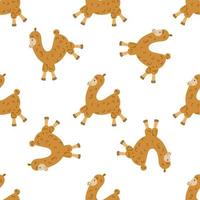 Children s seamless pattern with a llama on white background. vector