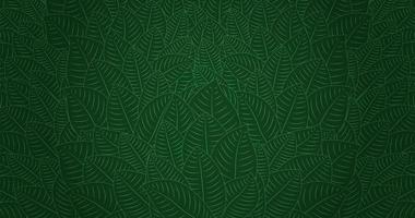 Tropical Leaf Seamless Pattern. Line Art Style. with green background vector
