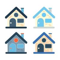 Set of vector houses in different colors in a flat style, isolated on a white background.