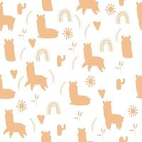 Cartoon silhouette seamless llama pattern. Vector illustration