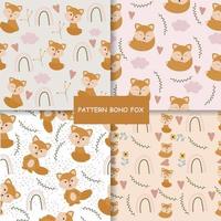 Seamless fox pattern in boho style. Vector illustration