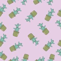 Seamless cactus pattern plant in a pot in a light color vector