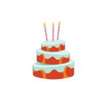 pastel de cumpleaños con velas y glaseado vector