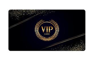 Gold VIP card with laurel and glitter. Vector illustration
