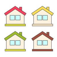 Set of vector houses in a flat style, isolated on a white background.