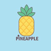 Pineapple one on a blue background with an inscription. Fruit. vector