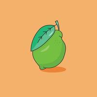 limón con una rama de fruta sobre un fondo naranja. vector