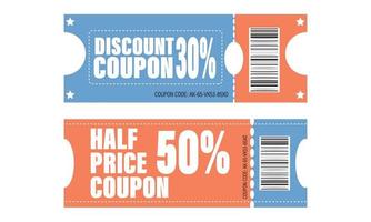 A set of discount coupons in red and blue vector