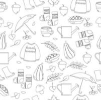 Seamless outline pattern of autumn. Vector illustration.