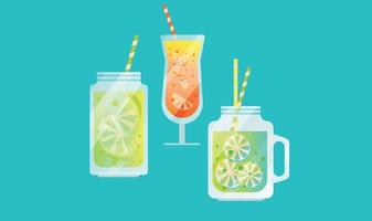 bebidas de verano. un conjunto de bebidas. el verano vector