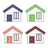 conjunto de casas vectoriales diferentes en estilo plano, aisladas en fondo blanco. vector