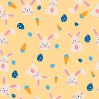 Seamless pattern with white bunny and bunny face vector