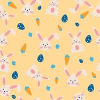 Seamless pattern with white bunny and bunny face vector