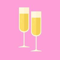 Two glasses of champagne. Vector illustration.