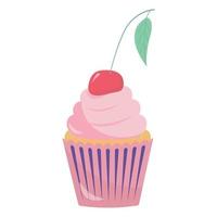 Festive colorful cupcake with cherries vector