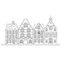 Scandinavian line style houses. Vector illustration.