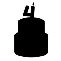 Holiday silhouette cake with a candle age five years. Vector illustration